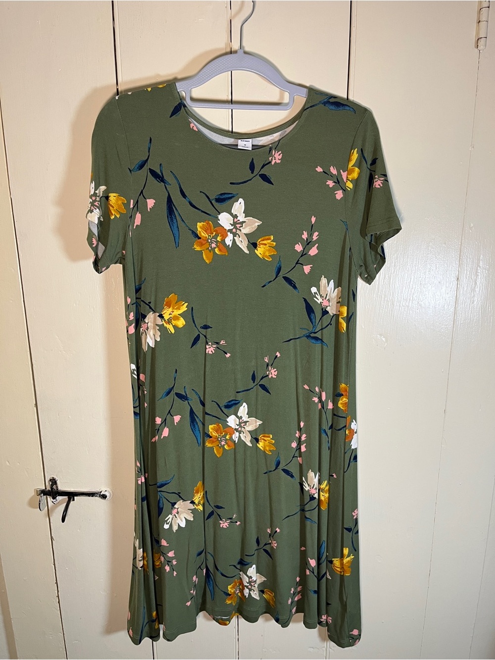 Old Navy Swing Dress Green Floral Medium Women’s